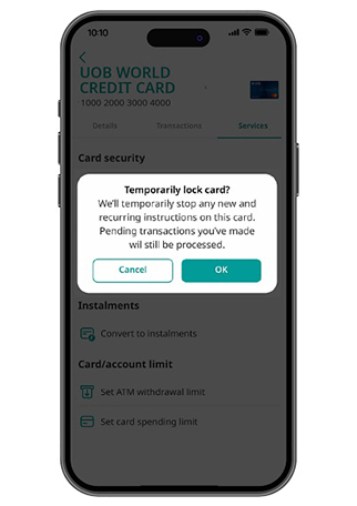 Temporarily block and unblock a card