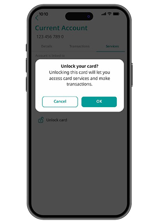 Temporarily block and unblock a card