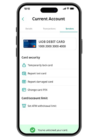 Temporarily block and unblock a card
