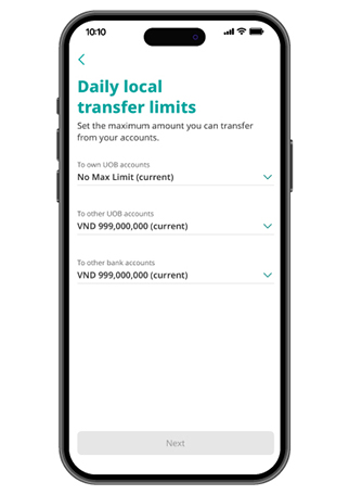 Setup transfer limit